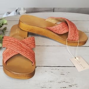 MILA PAOLI coral red slide sandals size 8 NWT